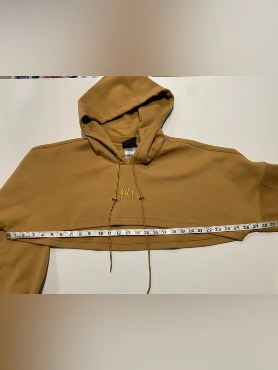 Adidas Women’s Ivy Park Crop Hoodie Shrug Top in Mesa Gold, Mustard Brown, Small - Picture 5 of 8